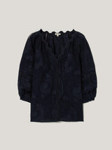 Textured Jacquard Top | Navy