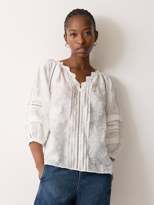 Textured Jacquard Top | White