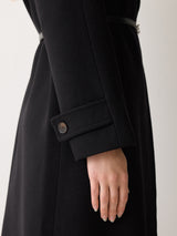 Wool Twill Belted Raglan Coat | Black