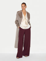 Satin Drape Neckline Blouse | Cream