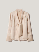 Satin Drape Neckline Blouse | Cream