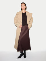 Long Bias Cut Midi Skirt | Brown