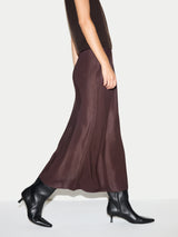 Long Bias Cut Midi Skirt | Brown
