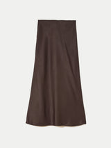 Long Bias Cut Midi Skirt | Brown