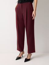 Warren Compact Pleat Trouser | Burgundy
