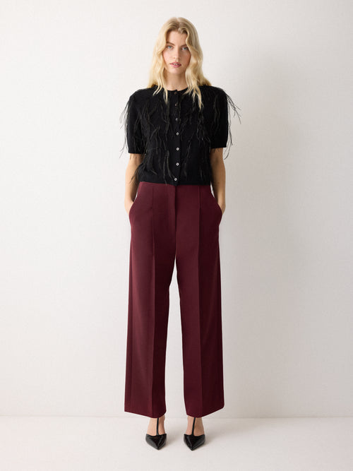 Warren Compact Pleat Trouser | Burgundy