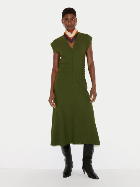 Stretch Crepe Drape Midi Dress | Green Jigsaw Stretch Crepe Drape Midi Dress | Green Jigsaw