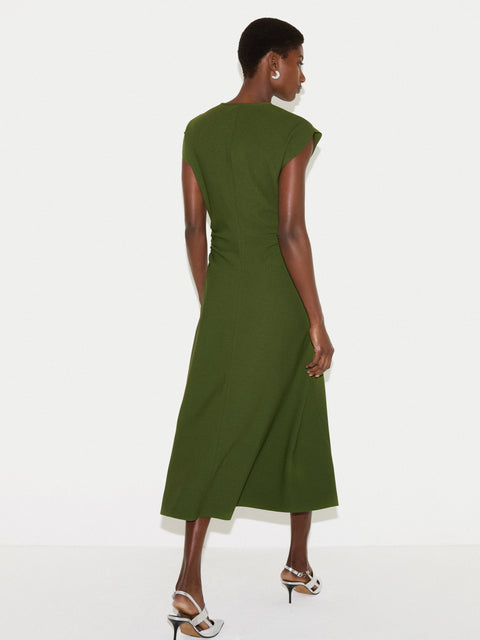 Stretch Crepe Drape Midi Dress | Green Jigsaw Stretch Crepe Drape Midi Dress | Green Jigsaw