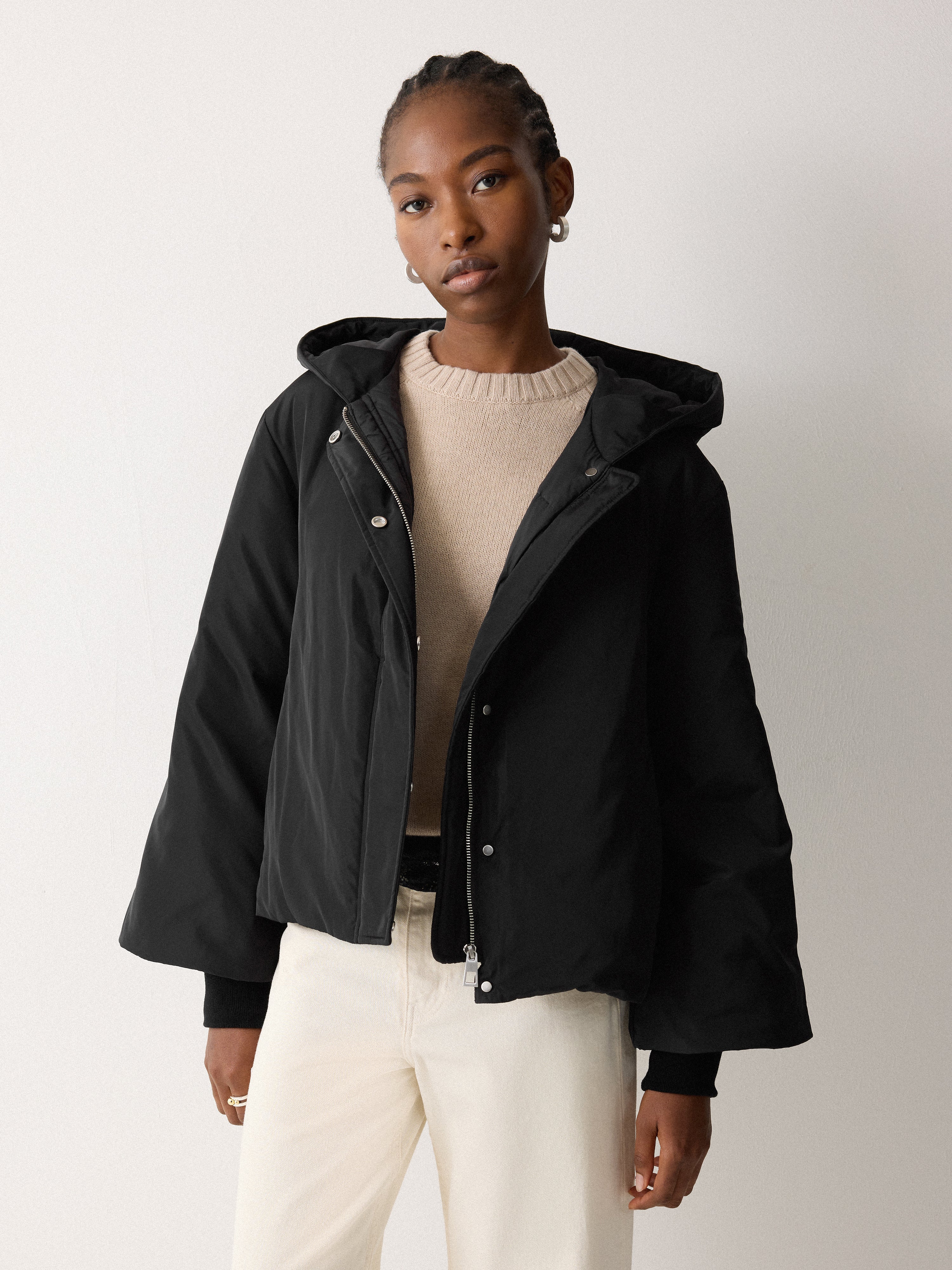 ジャケット・アウター deres 9th feather short coat black Short Hooded Puffer Coat | Black – Jigsaw