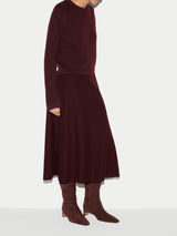 Boiled Wool Blend Skirt | Burgundy