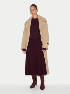 Boiled Wool Blend Skirt | Burgundy