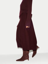 Boiled Wool Blend Skirt | Burgundy