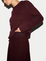 Boiled Wool Blend Skirt | Burgundy