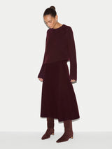Boiled Wool Blend Skirt | Burgundy