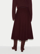 Boiled Wool Blend Skirt | Burgundy