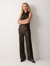 Crackle Gold Wide Leg Trouser | Gold