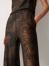 Crackle Gold Wide Leg Trouser | Gold