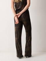 Crackle Gold Wide Leg Trouser | Gold