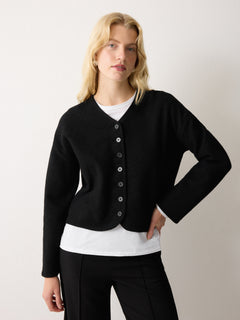Boiled Wool Blend Jacket | Black