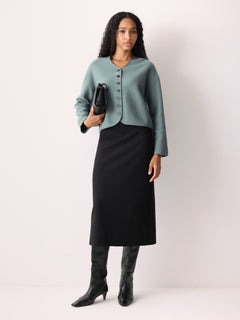 Boiled Wool Blend Jacket | Blue