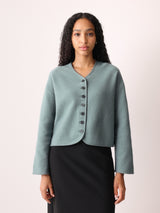 Boiled Wool Blend Jacket | Blue