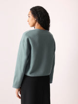 Boiled Wool Blend Jacket | Blue