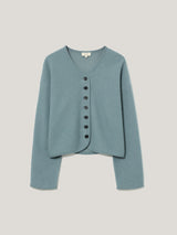 Boiled Wool Blend Jacket | Blue