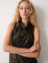 Crackle Gold Slit Top | Gold