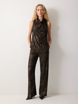 Crackle Gold Slit Top | Gold