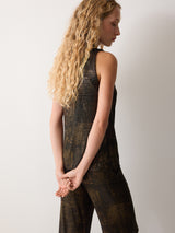 Crackle Gold Slit Top | Gold
