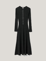 Multi Button Rib Knit Dress | Charcoal