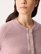 Wool Blend Satin Trim Cardigan | Pink