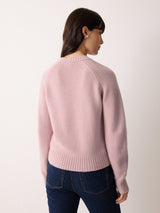 Wool Blend Satin Trim Cardigan | Pink