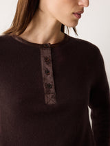Wool Blend Satin Trim Top | Brown