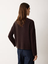 Wool Blend Satin Trim Top | Brown