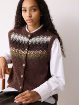 Fairisle Knit Waistcoat | Brown