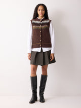 Fairisle Knit Waistcoat | Brown