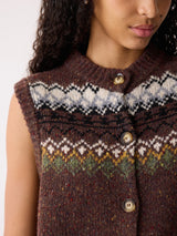 Fairisle Knit Waistcoat | Brown