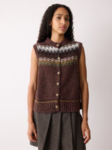 Fairisle Knit Waistcoat | Brown