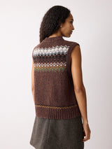 Fairisle Knit Waistcoat | Brown