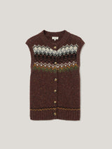 Fairisle Knit Waistcoat | Brown
