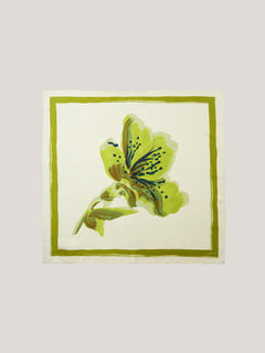 Painted Lily Silk Twill Scarf | Green