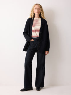 Fishermans Rib Merino Cardigan | Navy