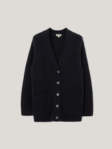 Fishermans Rib Merino Cardigan | Navy
