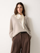 Silk Scarf Merino Jumper | Cream