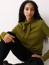 Donegal Wool Tie Neck Jumper | Green