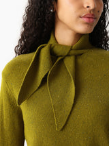 Donegal Wool Tie Neck Jumper | Green
