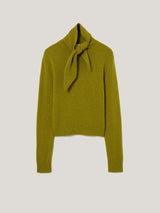 Donegal Wool Tie Neck Jumper | Green