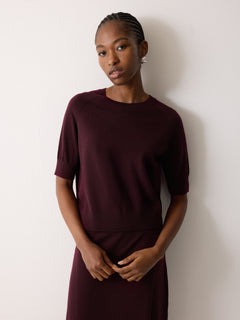 Fine Merino Raglan T-shirt | Burgundy