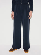 Luxe Pleated Track Pant | Navy